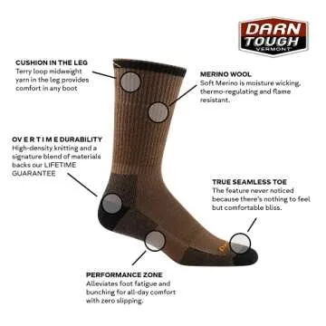 Darn Tough Men's John Henry Boot Socks - 6 Pack Comfort
