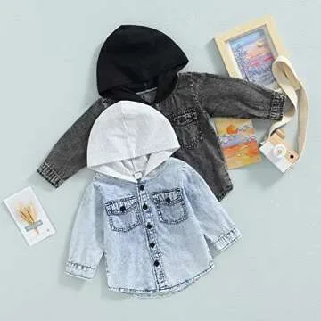 Bingqiling Neutral Toddler Baby Boys Girls Plaid Shirt Jacket Hoodies Casual Unisex Kids Long Sleeve Sweatshirt Thin Coat (A Blue White, 12-18 Months)