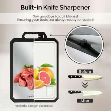 kwalitychop large cutting board with handle & knife sharpener, stainless steel cutting boards for kitchen dishwasher safe, Double sided chopping board, stainless steel cutting board/PP 17 * 12 Inch