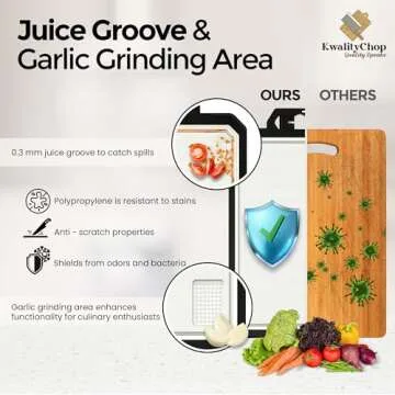 kwalitychop large cutting board with handle & knife sharpener, stainless steel cutting boards for kitchen dishwasher safe, Double sided chopping board, stainless steel cutting board/PP 17 * 12 Inch
