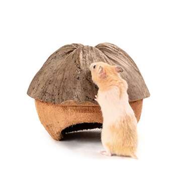 andwe Coconut Hut Small Animal Cage Habitat Decor for Hamster Mice Gerbils - Pocket Pet Coco Origina...