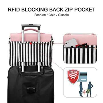 LOVEVOOK Computer Bags for Women, Laptop Bag 14 Inch, Laptop Case with Trolley Sleeve, Pink Messenge...