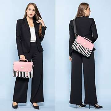 LOVEVOOK Computer Bags for Women, Laptop Bag 14 Inch, Laptop Case with Trolley Sleeve, Pink Messenger Bag, Super Cute Laptop Sleeve