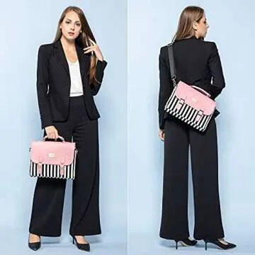 LOVEVOOK Computer Bags for Women, Laptop Bag 14 Inch, Laptop Case with Trolley Sleeve, Pink Messenger Bag, Super Cute Laptop Sleeve