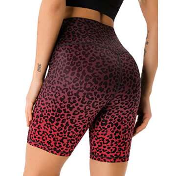 PERSIT Women's High Waist Print Workout Yoga Shorts with 2 Hidden Pockets, Non See-Through Tummy Control Athletic Shorts
