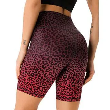 PERSIT Women's High Waist Print Workout Yoga Shorts with 2 Hidden Pockets, Non See-Through Tummy Control Athletic Shorts
