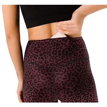 PERSIT Women's High Waist Print Workout Yoga Shorts with 2 Hidden Pockets, Non See-Through Tummy Control Athletic Shorts