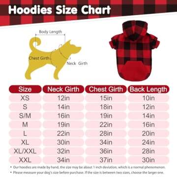 KOOLTAIL Plaid Dog Hoodie Pet Clothes Sweater with Hat and Pocket for Small Medium Large Size Dogs, ...