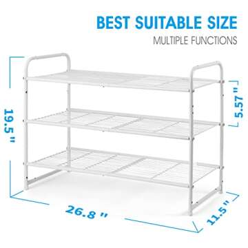 3-Tier Stackable Shoe Rack -Expandable Shoe Organizer