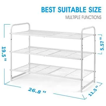 3-Tier Stackable Shoe Rack -Expandable Shoe Organizer