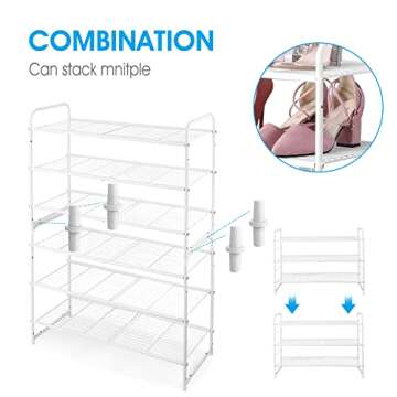 3-Tier Stackable Shoe Rack -Expandable Shoe Organizer