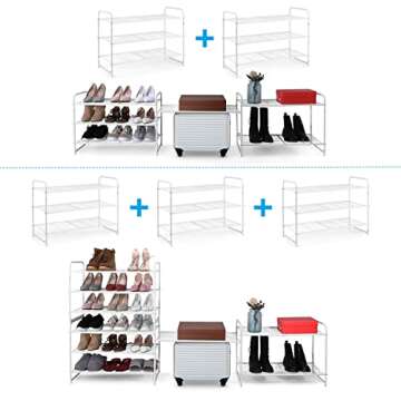3-Tier Stackable Shoe Rack -Expandable Shoe Organizer