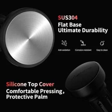MHW-3BOMBER 58.35mm Espresso Tamper, Flat Base Coffee Tamper with Sound Feedback for Barista, Impact Tamper Tool Espresso Hand Tamper Fits 58 Portafilter, YU Series, T6162F-OS