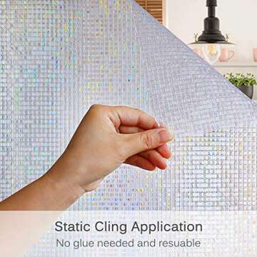 Volcanics Window Privacy Film Static Window Clings Vinyl 3D Window Decals Window Stickers Rainbow Window Film for Glass Door Home Heat Control Anti UV 23.6 x 78.7 Inches