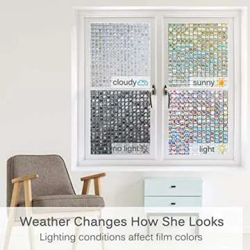 Volcanics Window Privacy Film Static Window Clings Vinyl 3D Window Decals Window Stickers Rainbow Window Film for Glass Door Home Heat Control Anti UV 23.6 x 78.7 Inches