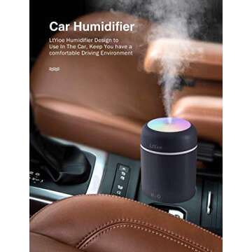 LtYioe Colorful Cool Mini Humidifier, USB Personal Desktop Humidifier for Car, Office Room, Bedroom,etc. Auto Shut-Off, 2 Mist Modes, Super Quiet. (Navy)(Black)