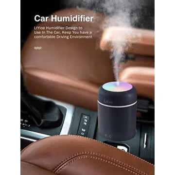 LtYioe Colorful Cool Mini Humidifier, USB Personal Desktop Humidifier for Car, Office Room, Bedroom,etc. Auto Shut-Off, 2 Mist Modes, Super Quiet. (Navy)(Black)