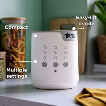 Tommee Tippee Multiwarm Bottle and Pouch Warmer, Warms Baby Feeds to Body Temperature in Minutes, Automatic Timer, White
