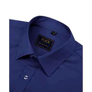 J.VER Men's Navy Blue Dress Shirt - Flexible & Wrinkle-Free