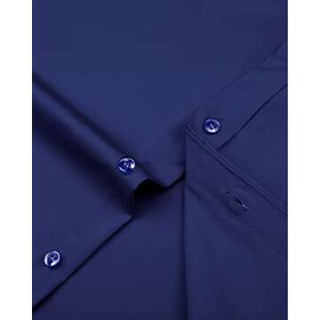 J.VER Men's Navy Blue Dress Shirt - Flexible & Wrinkle-Free