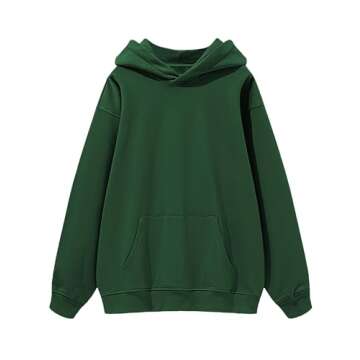 MISSACTIVER Long Sleeve Oversized Hoodie for Men and Women Drop Shoulder Hooded Sweatshirt Pullover with Kangaroo Pocket Green