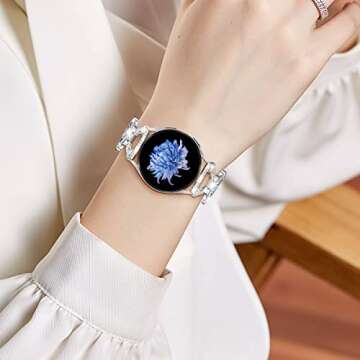 Mesime Galaxy Watch 6/5/4 40mm/44mm/5 Pro 45mm/4 Classic 42mm/46mm/3 41mm/46mm/Active 2 40mm/44mm Band with Bling Shiny Diamonds