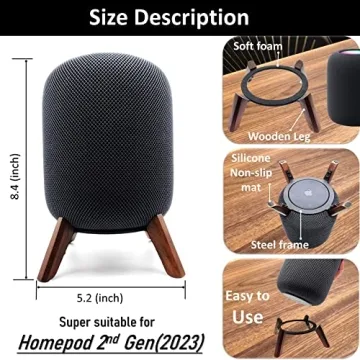 Stylish Real Wood Stand for HomePod 2nd Gen - Walnut Holder