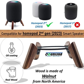 Stylish Real Wood Stand for HomePod 2nd Gen - Walnut Holder