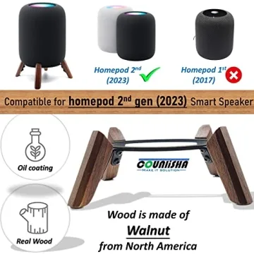 Stylish Real Wood Stand for HomePod 2nd Gen - Walnut Holder