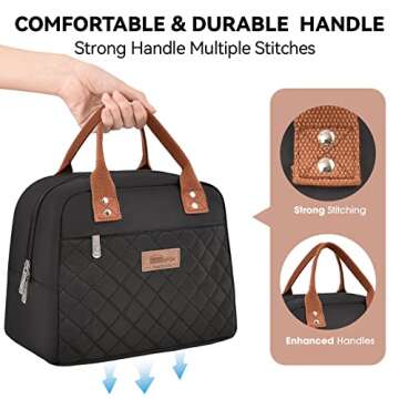 HOMESPON Insulated Lunch Bag for Women Men Adults Lunch Tote with Front Pocket Lunch Box Container Cooler Bag for Work Picnic (Black)