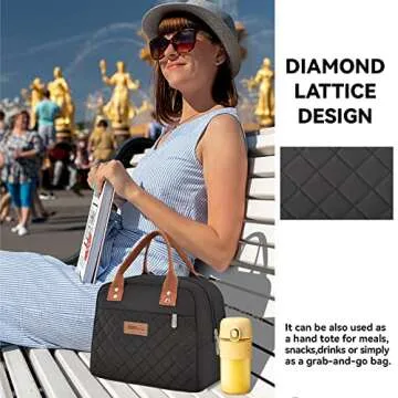 HOMESPON Insulated Lunch Bag for Women Men Adults Lunch Tote with Front Pocket Lunch Box Container Cooler Bag for Work Picnic (Black)