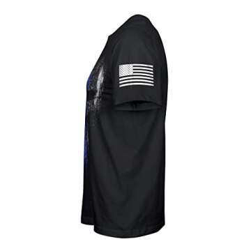 Fantastic Tees Thin Blue Line Patriotic Skull T-Shirt