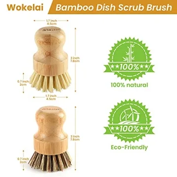 Eco-friendly Bamboo Scrub Brushes for Kitchen Cleaning Set