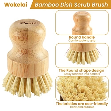 Eco-friendly Bamboo Scrub Brushes for Kitchen Cleaning Set