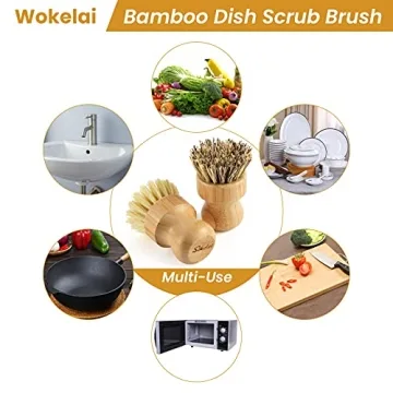 Eco-friendly Bamboo Scrub Brushes for Kitchen Cleaning Set