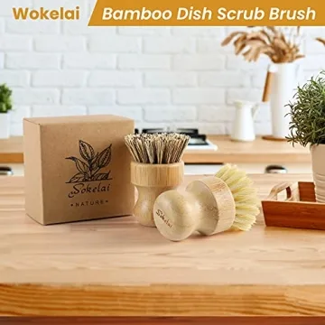 Eco-friendly Bamboo Scrub Brushes for Kitchen Cleaning Set