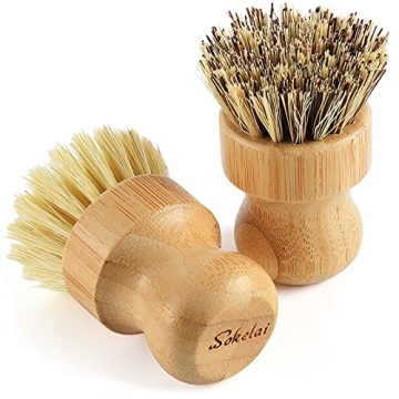 Eco-friendly Bamboo Scrub Brushes for Kitchen Cleaning Set