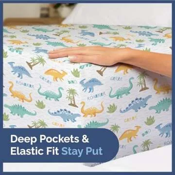 Kids Dinosaur Full 4 Piece Sheet Set - Boys, Girls, Teens, Toddler - Easy Fit Deep Pockets - Breathable, Hotel Quality Bedding Sheets - Machine Washable - Wrinkle Free - Cute, Cozy, Soft - CGK Linens
