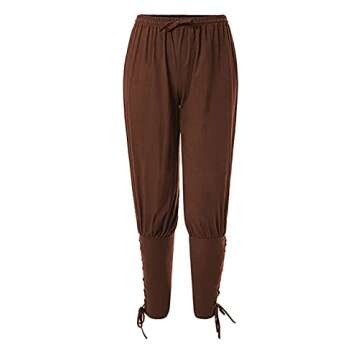 Men's Ankle Banded Pants Medieval Viking Navigator Pirate Costume Trousers Renaissance Gothic Pants ...