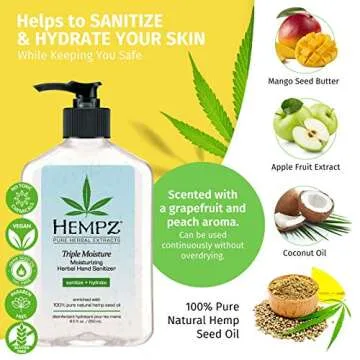 Hempz Moisturizing Hand Sanitizer | Vegan & Fresh Citrus