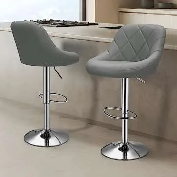 Magshion Bar Stools Set of 2 for Kitchen Counter, Height Adjustable Swivel PU Leather Barstools, Mod...