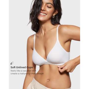 INLYRIC Women's Inbarely Triangle Bralette Comfortable Unlined V Neck Wireless Smoothing Bra Top Str...