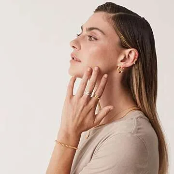 PAVOI 14K Yellow Gold Plated Chunky Dome Ring |Puffy Dome Stackable Rings | Womens Chunky Ring | Size 5