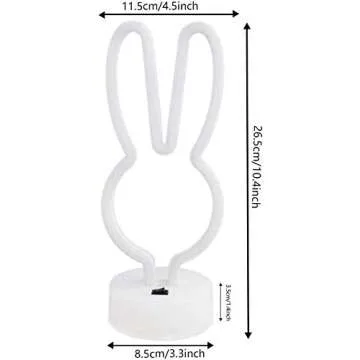 DANIDEER Led Neon Sign Art Decorative Lights Table Decoration Neon Lamp with Base for Kids boy and Girl Bedroom Unique Gift for Any Occasion (Pink Bunny)