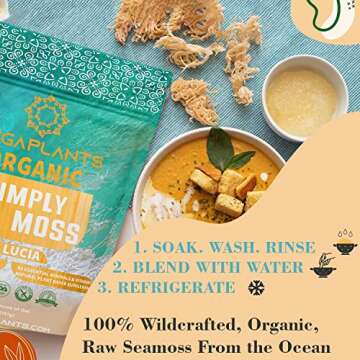 MEGAPLANTS Super Sea Moss | PRE-WASHED | 100% Crispy Sundried | Organic | Wildcrafted | Raw | Odorless | No Salt/Sand | Marine Protected Ocean | Irish Seamoss
