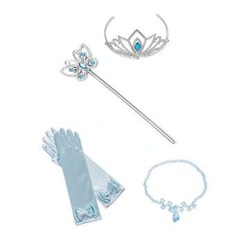 MUABABY Girls Sparkle Sequin Princess Dress Costume (7-8Years, Cinderella Blue)