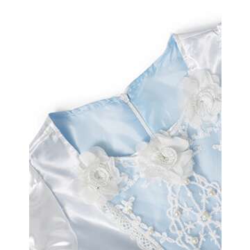 MUABABY Girls Sparkle Sequin Princess Dress Costume (7-8Years, Cinderella Blue)