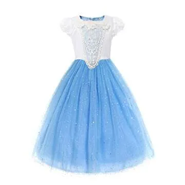 MUABABY Girls Sequin Princess Dress Costume for Ages 7-8