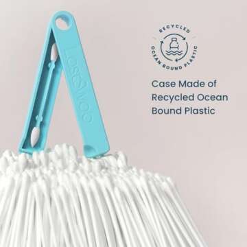 LastSwab® Reusable Cotton Swabs for Gentle & Eco-Friendly Beauty Routines - The Sustainable Alternative to Single-Use Q Tips - Zero Waste & Easy to Clean - Comes with a Convenient Travel Case Holder