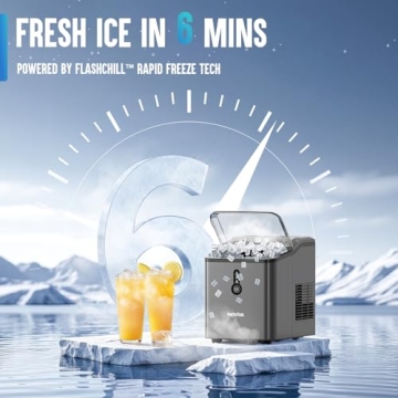 INOVIVA Nugget Ice Maker – Fast 6 Mins Elegant Ice Production | Compact Design for Home & Parties